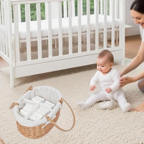 Wicker Diaper Caddy basket,Woven Baby Organizer for Nursery - Image 4