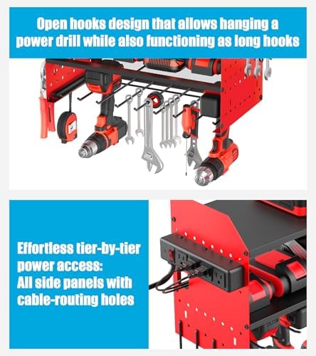CCCEI Modular Power Tool Organizer Wall Mount with Charging, Red, 1 Pack - Image 5