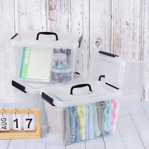 Farmoon 12 Quart Clear Storage Bin, Plastic Latching Box with Handle 4 Pack - Image 5