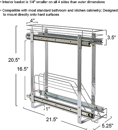 Household Essentials Glidez Multipurpose Chrome-Plated Steel Pull-Out/Slide-Out Storage Organizer for Cookware and Bakeware - 2-Tier Design - Fits Standard Size Cabinet or Shelf, Chrome - Image 2