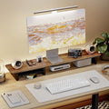 PEGZONE 46" Dual Monitor Riser, Metal Shelf Wooden Desk Organizer by Pegzone