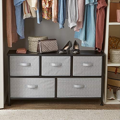 Amazon Basics Extra Wide Fabric 5-Drawer Storage Organizer Unit for Bedroom Closet, Black - Image 2