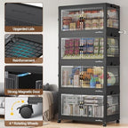 BROVIEW 30Gal Stackable Storage Bins with Lids Foldable Boxes,Black,1Pack - Image 6