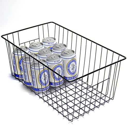 4 Pack Freezer Organizer Bins - Stand up Freezer Organizers for 16 Cu.Ft Upright Freezer, Easily Get Food Improve Air Circulation, Wire Storage Baskets, Black - Image 3