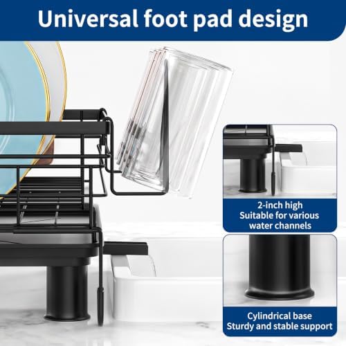 Expandable Dish Drying Rack for Kitchen Counter, Rustproof Sink Dish Drainer with Adjustable Legs & Angled Draining Tray, Space Saving Counter Dish Rack - Image 7