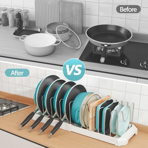 Expandable Pan Organizers Inside Cabinet with 12 Dividers White - Image 6
