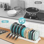 Expandable Pan Organizers Inside Cabinet with 12 Dividers White - Image 6