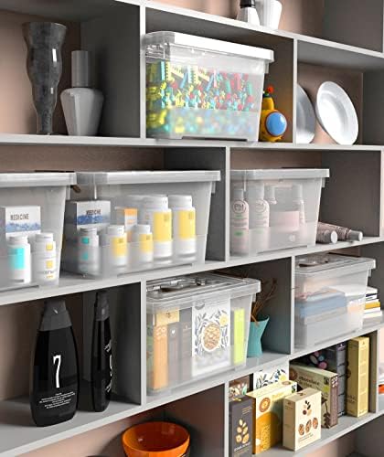 WYT 6-Pack Clear 7 Quart Storage Latch Box/Bins, Plastic Stackable Latching Box with Brown Handle and Lid, Multi-Purpose, 7 Litre - Image 5