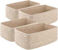OIASKET 4 Pack Small Storage Shelf Baskets for Organizing, Mini Woven Rope Storage Bins for Towels, Cute Decorative Closet Organizer，Baby Nursery, Gift Empty Baskets -11.81''Lx7.87''Wx4.72''H'-Brown by OIASKET