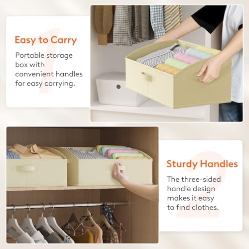 Lifewit Trapezoid Closet Storage Bin for Shelf, 6 Packs 23L, Beige - Image 4