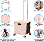 FELICON SELORSS Foldable Utility Cart Folding Portable Rolling Crate-Pink - Image 2