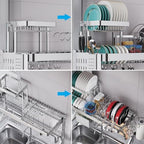Upgrade 3 Tier Over Sink Dish Drying Rack Adjustable Width - Image 7