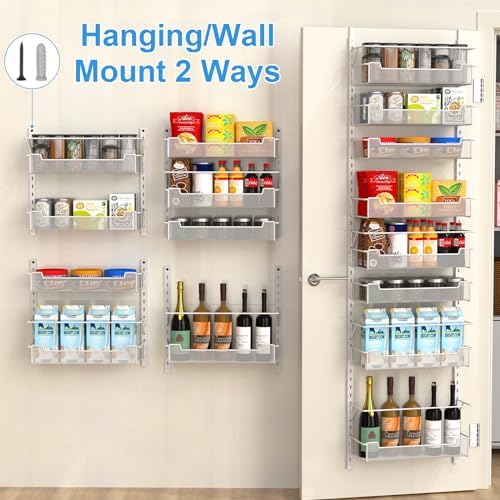 VyGrow Over the Door Pantry Organizer, 8-Tier Over the Door Organizer with Adjustable Basket, Pantry Door Organization for Pantry Kitchen Storage Room Spice Rack, White - Image 6