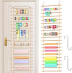 Over The Door Ribbon Organizer ：20 Tier Wood Wrapping Paper Display Rack Large Gift Paper Storage Easy wall Door Mount Multiple Mounted Ribbon Holder Rack Craft Room Roll by Unknown