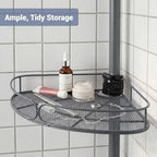 Standing Shower Caddy Corner, 4-Tier Adjustable Height Bathroom Organizer, 6-Section Pole, Sturdy Floor Standing Shelf for Shower – No Drilling, No Spring Tension (Gray) - Image 4
