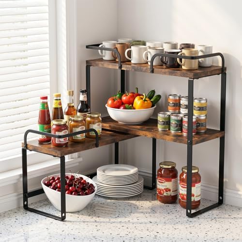 Housolution Stackable Kitchen Countertop Organizer Corner Shelf by Housolution