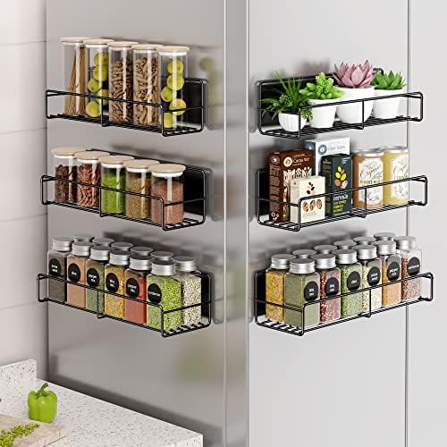 Mystozer Metal Magnetic Spice Rack for Refrigerator Black, 6 Pack by Mystozer