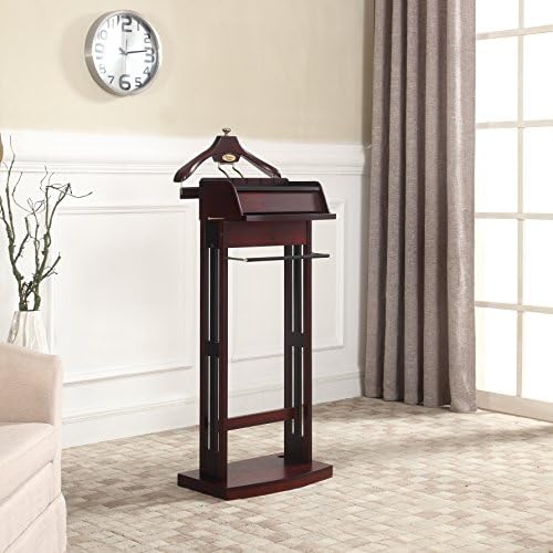 Proman Products Excalibur Wardrobe Wood Valet Stand with Power Extension, Large Storage Compartment, Contour Hanger, Trouser Bar, Tie & Belt Hooks and Shoe Rack - VL16200 - Image 2