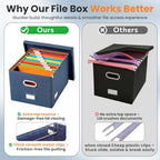 Hanging File Box with Lid & Metal Rails 16.7"x 13.6" x 11.2", Blue - Image 5