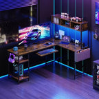 DUMOS 67" L Shaped Gaming Desk，Corner Computer Desk with Storage Shelf - Image 2