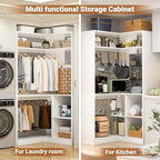 Aheaplus Corner Closet System with Shelves, L Shaped Walk-in Closets, White - Image 6