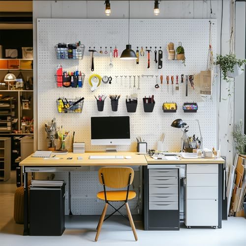 Pegboard Basket Organizers, 42Pack Peg Board Baskets Hooks Bins Cups(Black) - Image 7