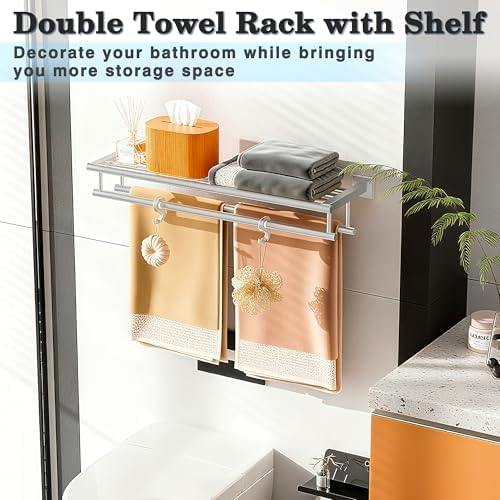 Alise Double Towel Rack for Bathroom Wall Mounted 16 Inch,Brushed Nickel - Image 4