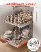 VEVOR 2 Tier Pull Out Cabinet Organizer 16.97"W x 21.22"D Slide Out Drawers - Image 3