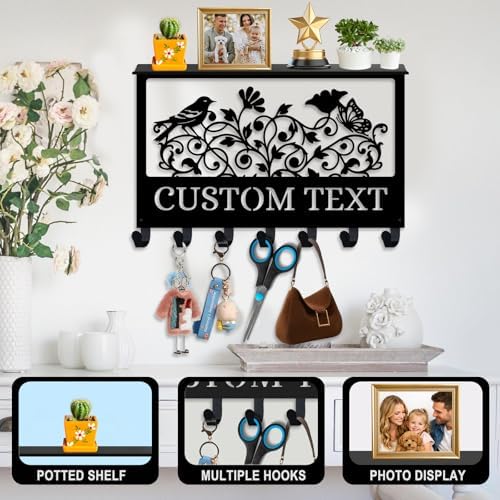 Dyoart Custom Flowers Bird Key Holder Wall Mount with Shelf Home Decor Gift - Image 5