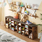 DINZI LVJ Shoe Storage Bench with Cushion, 16-Cubby Shoe Rack with Seat - Image 2