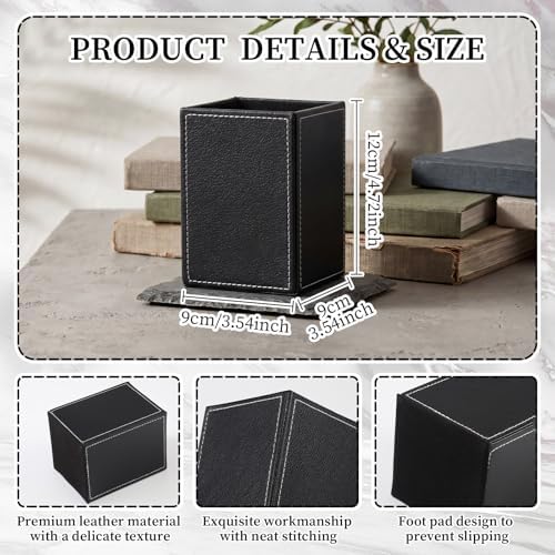 4 Pack PU Leather Pen Pencil Holder Square Desk Pencil Cup Organizer - Image 2