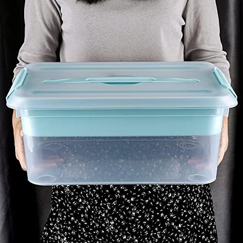 BTSKY Stack & Carry Box, Clear Plastic Storage Container Stackable Home Utility Box with Removable Tray Multi-Purpose Storage Bin for Organizing Stationery, Sewing, Art Craft Supplies(Blue) - Image 4