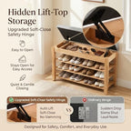 Solid Wood Shoe Bench, 39.4'' Shoe Rack for Entryway Storage - Image 3