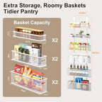 6-Tier Over The Door Pantry Organizer,Hanging Spice Rack,Grid Basket,White - Image 5