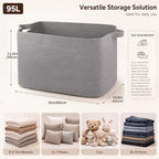 OIASKET 95L Extra Large Blanket Basket, 24" x 16.9" x 14.2" Woven Basket - Image 2