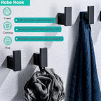Matte Black Bathroom Hardware Accessories Set 4 Pieces Bath Towel Bar Set with 18 Inch Towel Bar,Toilet Paper Holder,Towel Hooks,SUS 304 Stainless Steel Wall Mounted Bathroom Towel Rack Set - Image 5