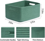 MiniArk Large Storage Baskets for Shelves, 17 x 13 x 7.5” Closet Organizers Bins for Clothes Blanket Towels, Baby Nursery, Toy Baskets Box, Woven Rope Baskets, 3 Packs Green - Image 2
