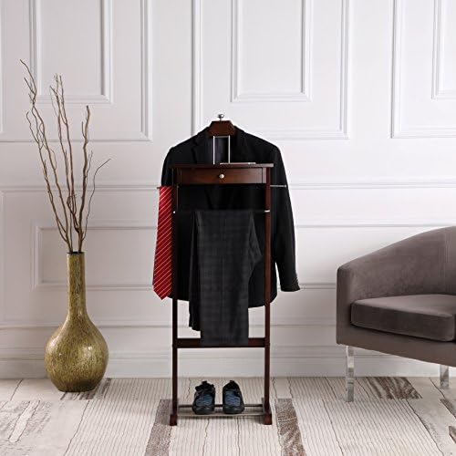 Proman Products Kingston III Valet Stand with Drawer, Contour Hanger, Trouser Bar, Tie & Belt Hooks and Shoe Rack - VL16260 - Image 3
