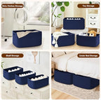4 Pack Large Storage Basket for Organizing, 17.5"x13"x7" Woven Basket for Shelves, Closet Cube Storage Bins with Wrapped Handle, Cotton Rope Baskets for Kitchen, Clothes, Toys(Navy Blue) - Image 5