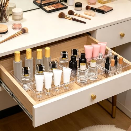 Expandable Drawer Organizer Set, 15 Clear Bins, 2 Sizes - Image 5