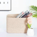 MINTWOOD Design 3-Pack Decorative Woven Storage Baskets for Shelves, Cube Bin Box for Organizing Books, Shoes, Dog Toys, Pantry Closet and Living Room Organizer, Oatmeal Brown - Image 2