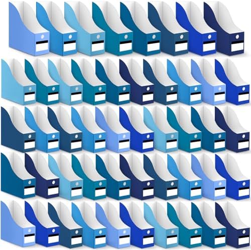 Jutom 48 Sets Cardboard Magazine Holders with Labels for School,Blue by Jutom