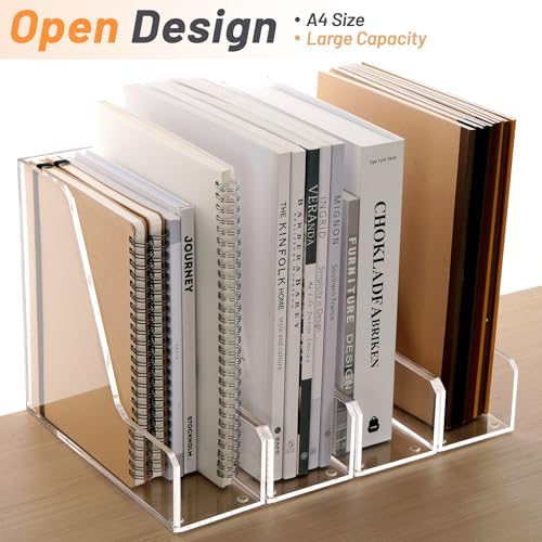 SANRUI Acrylic Desk Organizer Magazine File Holder, Clear, 2-Pack, A4 Size - Image 3