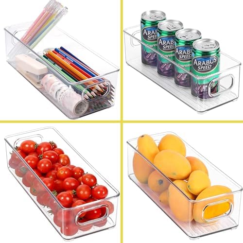 Set of 8 Refrigerator Pantry Organizer Bins - Stackable Fridge Organizers with Handles for Pantry, Freezer, Kitchen, Countertops, Cabinets - Clear Plastic Food Storage Bins - Image 7
