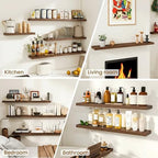 Dreamland 72Inch Floating Shelves for Wall, Rustic Wooden Walnut Floating Shelves for Living Room, Kitchen, Farmhouse, Deep Wall Mounted Book Shelf, Wood Storage Display Shelf for Home Decor, Set of 2 - Image 7