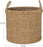 Household Essentials Round Seagrass Basket with Handles, Natural - Image 2