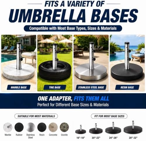 Universal Umbrella Base Replacement Tube, Heavy Duty, Silver - Image 5