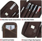 Top Grain Genuine Leather 4 Fountain Pen/Pencil Case Pouch, Handmade Minimalist Design, Zipper Closure with Multi-Function & Slots, Gift Choice for Man/Woman/Office, Matte Grey, 4 Slots - Image 6