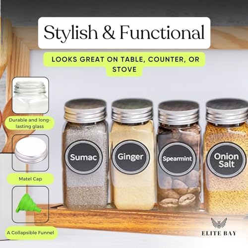 ELITE BAY-Spice Jar Rack Organizer– 4-Tier Organizer 28 Bottles,180 Labels, Funnel. - Image 7