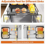 Urackify Expandable Sink Dish Drying Rack for Kitchen Counter, 2-Tier Black - Image 4